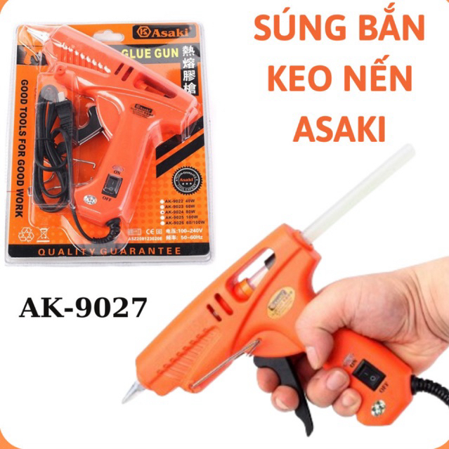Súng bắn keo nến Asaki AK-9027,súng keo nến,súng hàn keo nến,súng dán keo Asaki,máy bơm keo nến,dụng