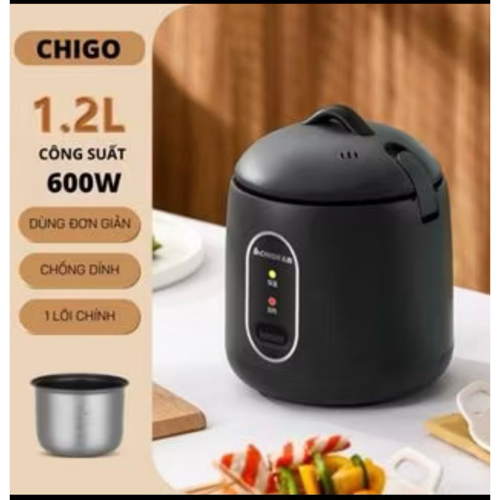 Nồi Cơm Điện Mini Chigo Tráng Chống Dính, Nấu Hầm Ninh Cháo Đa Năng Phù Hợp Cho 2 Người Lớn
