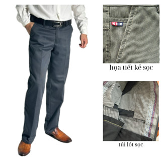  Quần dài nam kaki  kiểu sọc 6 màu  quần trung niên ống suôn vải dày dặn cao cấp phong cách lịch lãm sang trọng - ATH 