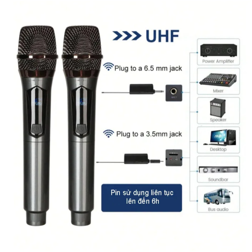 Micro Không Dây Giá Rẻ Ehoona E30 Plus, Micro Karaoke Không Dây Chuyên Dùng Cho Loa Kéo, Amply, Sóng