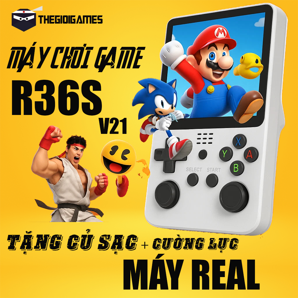 [Tặng Sạc] Máy Game R36S V21 Real Chính Hãng - ArkOS Tiếng Việt - Hơn 20.000+ Games