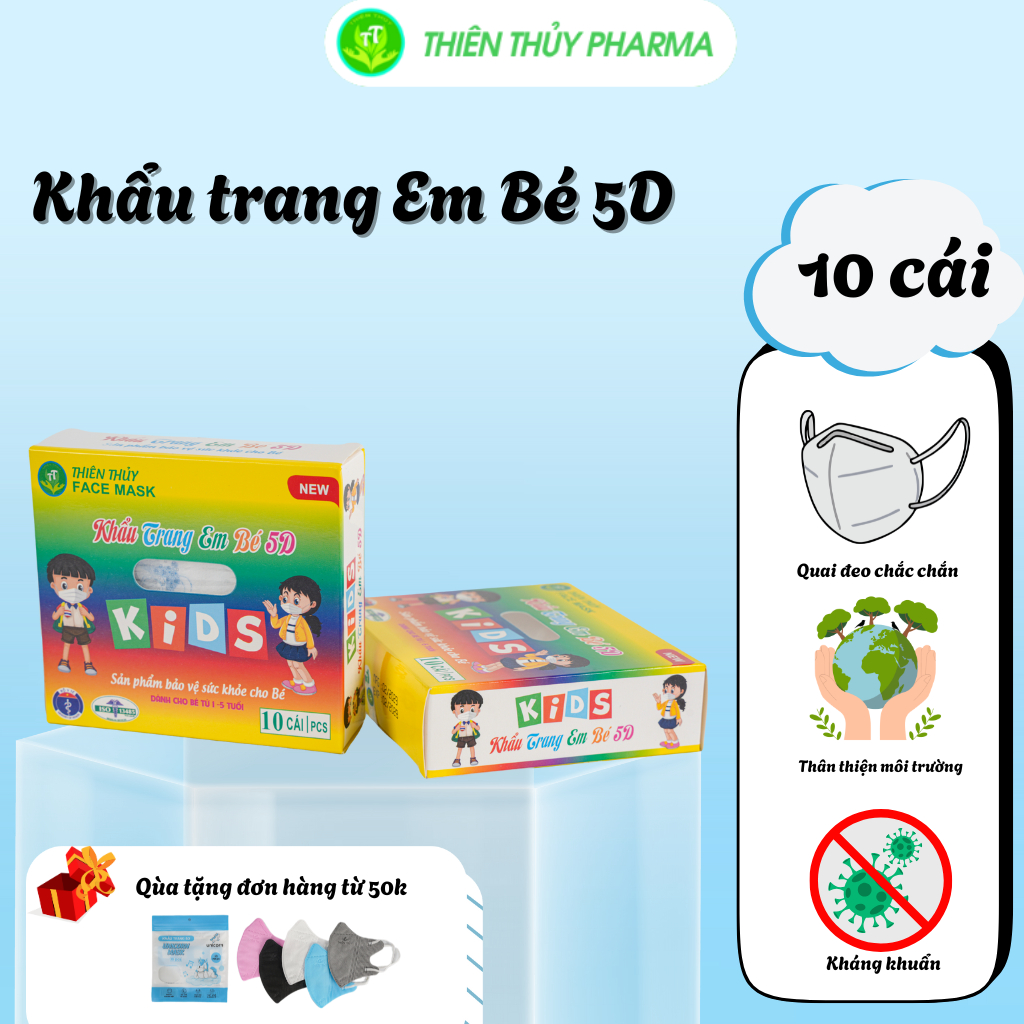 [ 5D Em Bé ] Khẩu trang 5D Em Bé 3 lớp kháng khuẩn , chống bụi mịn , chống tia UV