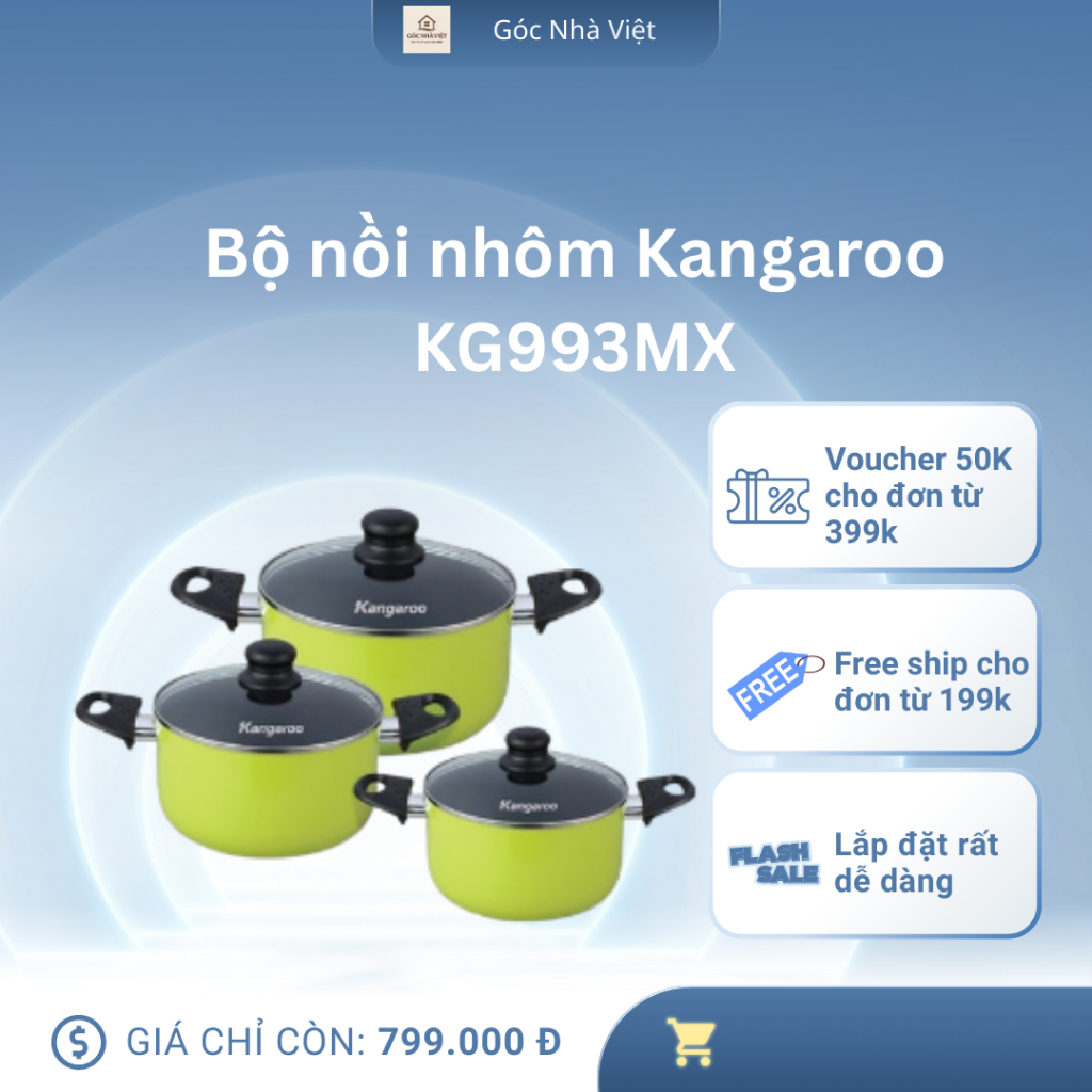 Bộ nồi nhôm Kangaroo KG993MX