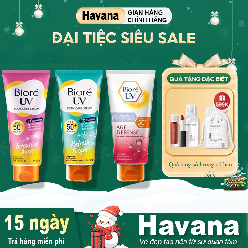 Serum Chống Nắng Bioré Dưỡng Thể Trắng Da UV Body Care Serum Intensive Aura SPF 50+ 150ml