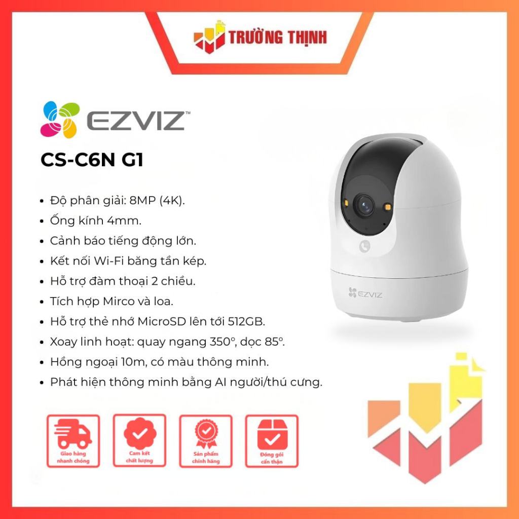 Camera Ezviz 4K Ultra HD quay 360° CS-C6N G1