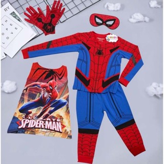  Quần áo hóa trang người nhện dài tay kèm áo choàng mặt nạ và găng tay 