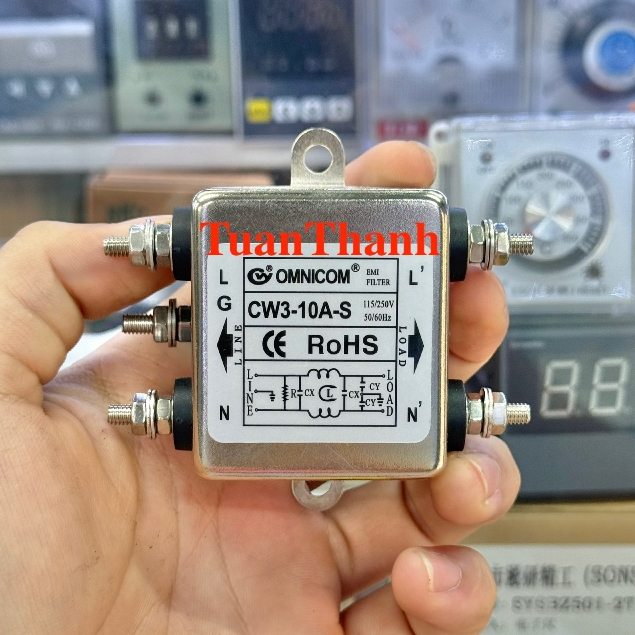 Bộ Lọc Nguồn Chống Nhiễu 1 Pha 220VAC 10A CW3-10A-S Hiệu OMNICOM