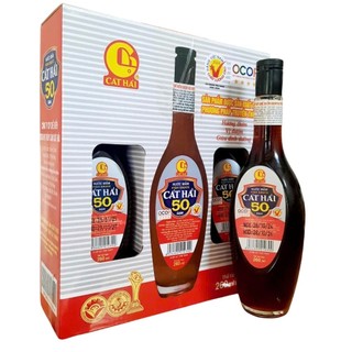 Nước mắm Cát Hải 50 đạm chai 260ml, xách 3 chai thủy tinh