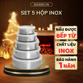  Set 5 Thố Inox Có Nắp Tiện Dụng Hộp Đựng Cơm Giữ Nhiệt Bảo Quản Thực Phẩm Hộp Cơm Văn Phòng 