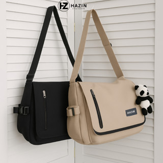 Túi vải đeo chéo Hazin đi học nam nữ phong cách Hàn Quốc ulzzang, cặp đeo chéo canvas đựng laptop sách vở