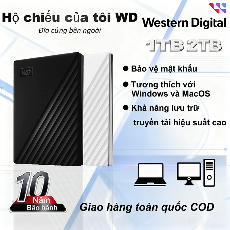 Western Digital HDD My Passport 1TB / 2TB USB 3.0 ổ cứng bên ngoài di động (bảo hành 5 năm - COD)