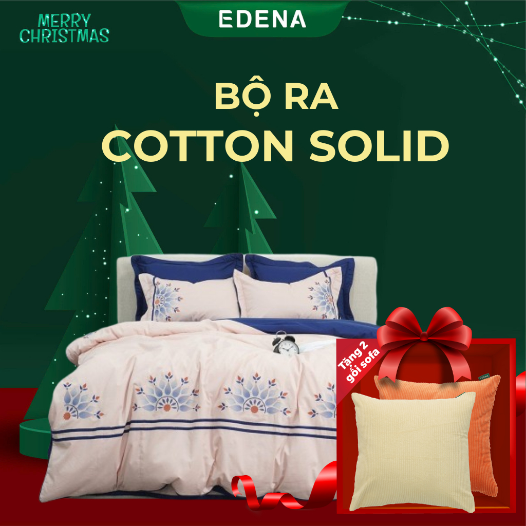 Bộ Chăn Ga Edena Cotton Solid 380, gồm 5 Món