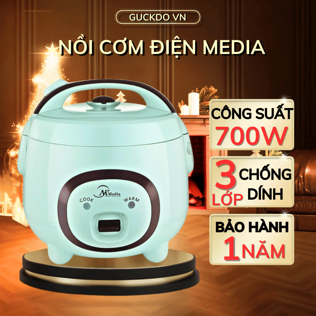Nồi cơm điện Nk Media chính hãng, nồi nấu cơm nhanh lòng nồi chống dính 3 lớp giữ nhiệt cực lâu