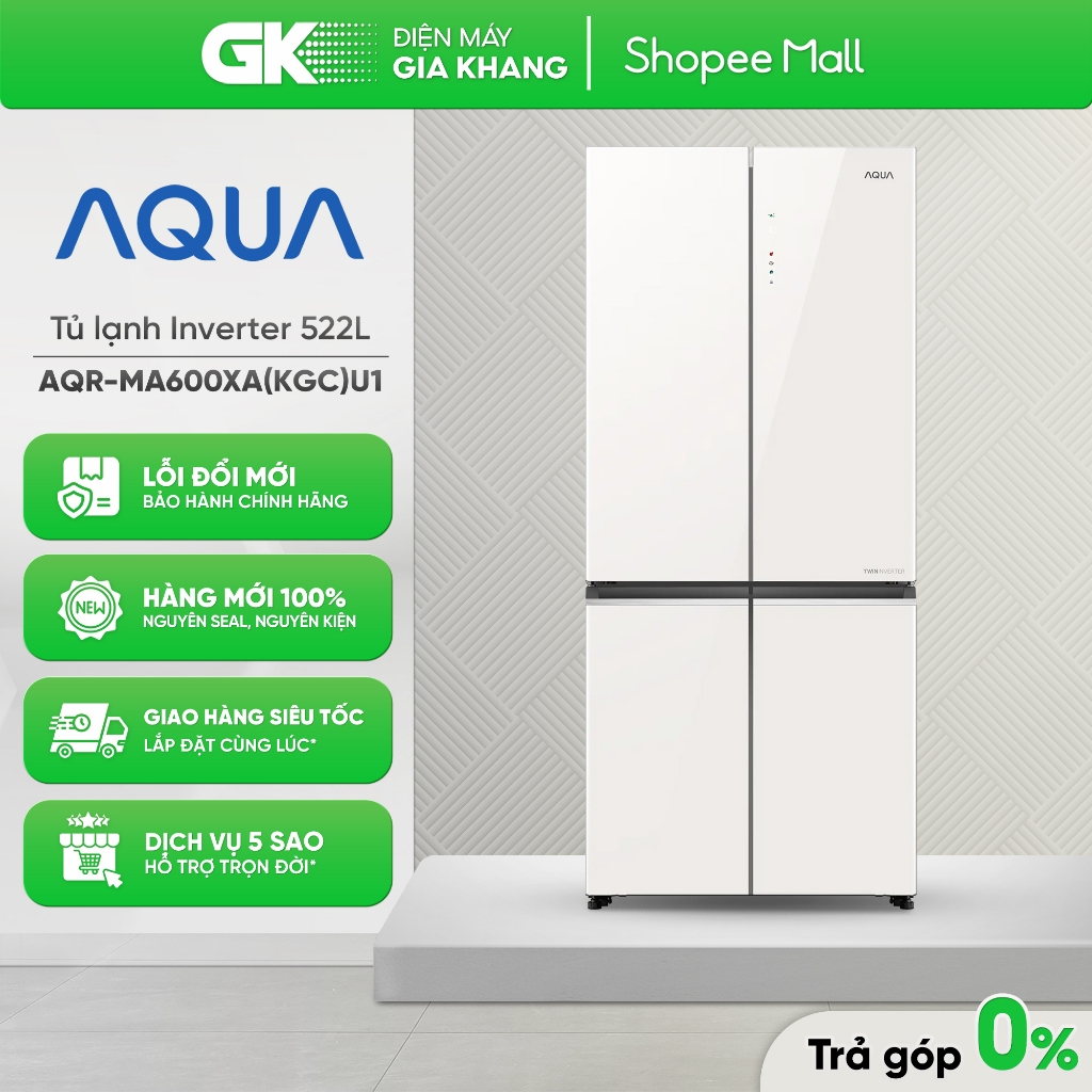 AQR-MA600XA(KGC)U1 Trắng | AQR-MA600XA(KGL)U1 Xanh Đen -  Tủ Lạnh AQUA Inverter 522 Lít Multi Door [