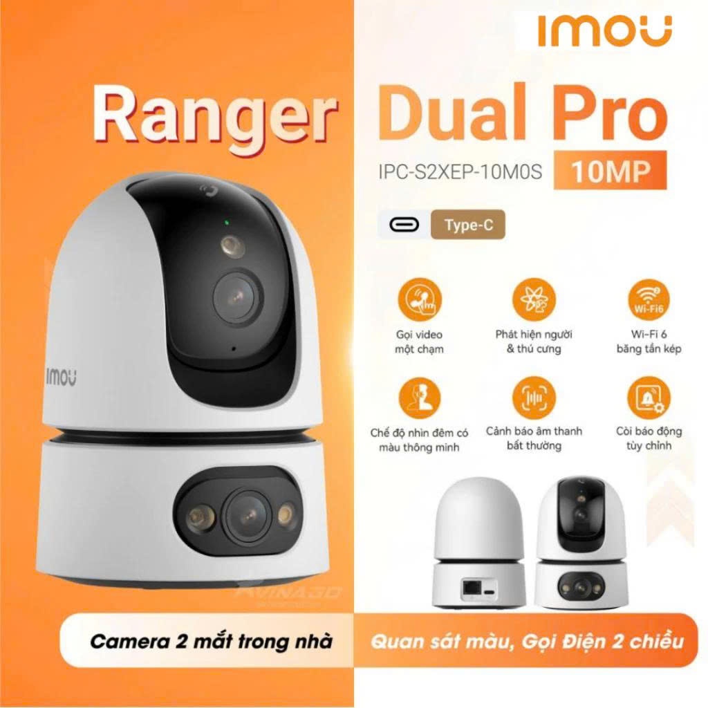 Camera 2 mắt IMOU trong nhà S2XEP (Ranger Dual Pro) phát hiện cảnh báo còi đèn | BigBuy360 - bigbuy360.vn