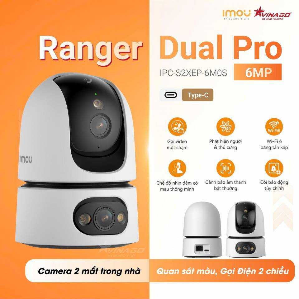 Camera 2 mắt IMOU trong nhà S2XEP (Ranger Dual Pro) phát hiện cảnh báo còi đèn | BigBuy360 - bigbuy360.vn