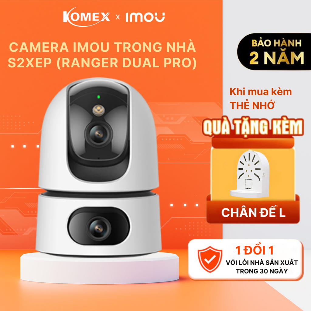 Camera 2 mắt IMOU trong nhà S2XEP (Ranger Dual Pro) phát hiện cảnh báo còi đèn