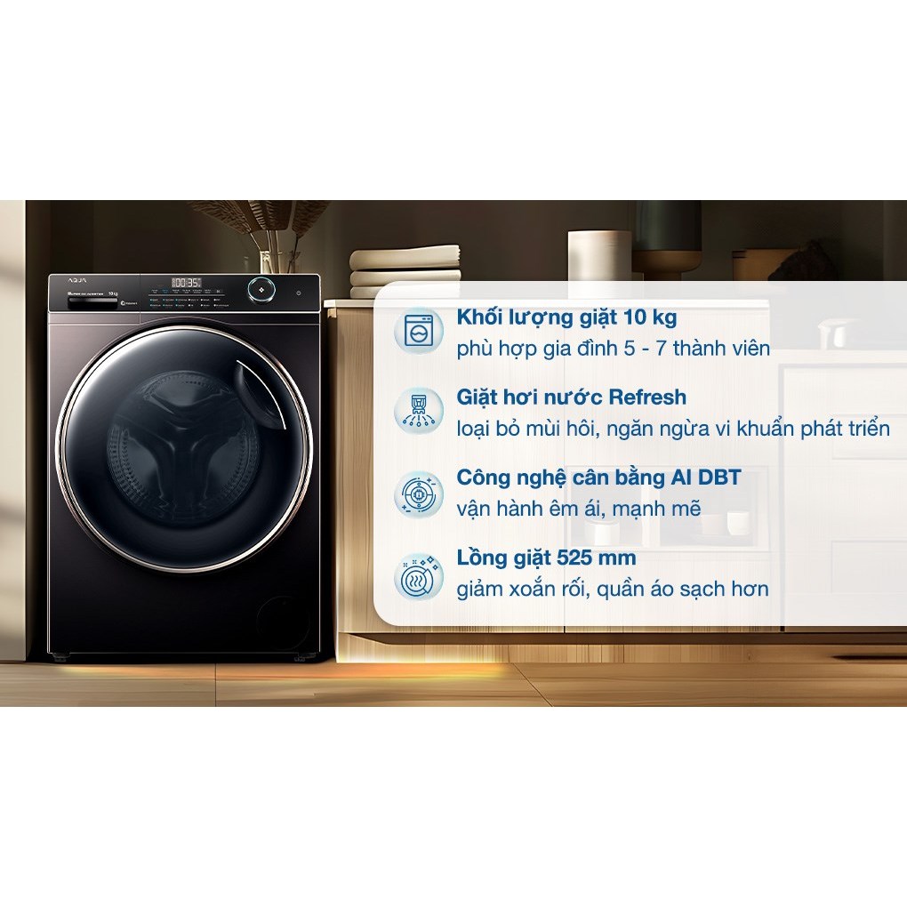 Máy Giặt Aqua Inverter 10 Kg AW10-B4959U1K(B) 2024 - VIỆT NAM LIKE NEW - Bảo Hành Hãng