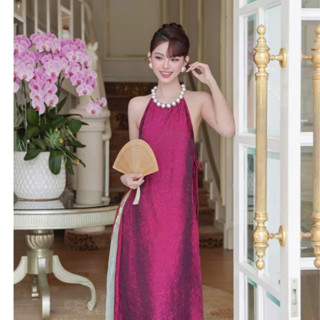  Áo dài cổ yếm 4 tà mix ngọc KHANHTHUUUUU 