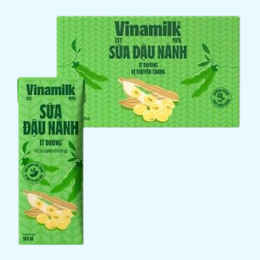 Thùng 48 hộp sữa đậu nành sữa tươi ít đường Vinamilk 180ml