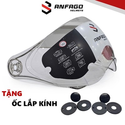 Kính chắn gió mũ bảo hiểm ANFAGO HELMETS tặng kèm ốc vít, dùng cho nón nửa đầu, 1/2, 3/4, chắn bụi, chống trầy sước