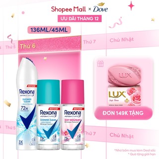  Xịt lăn khử mùi Rexona 72H khô thoáng dành cho nữ 135 45ml 