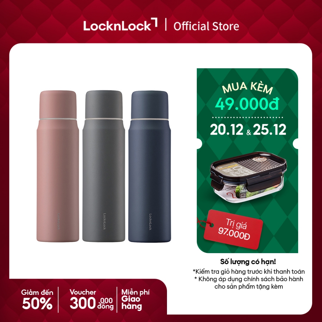  Bình giữ nhiệt Lock&Lock Maman cup vacuum 505ml LHC1487  Hồng Xám Xanh  