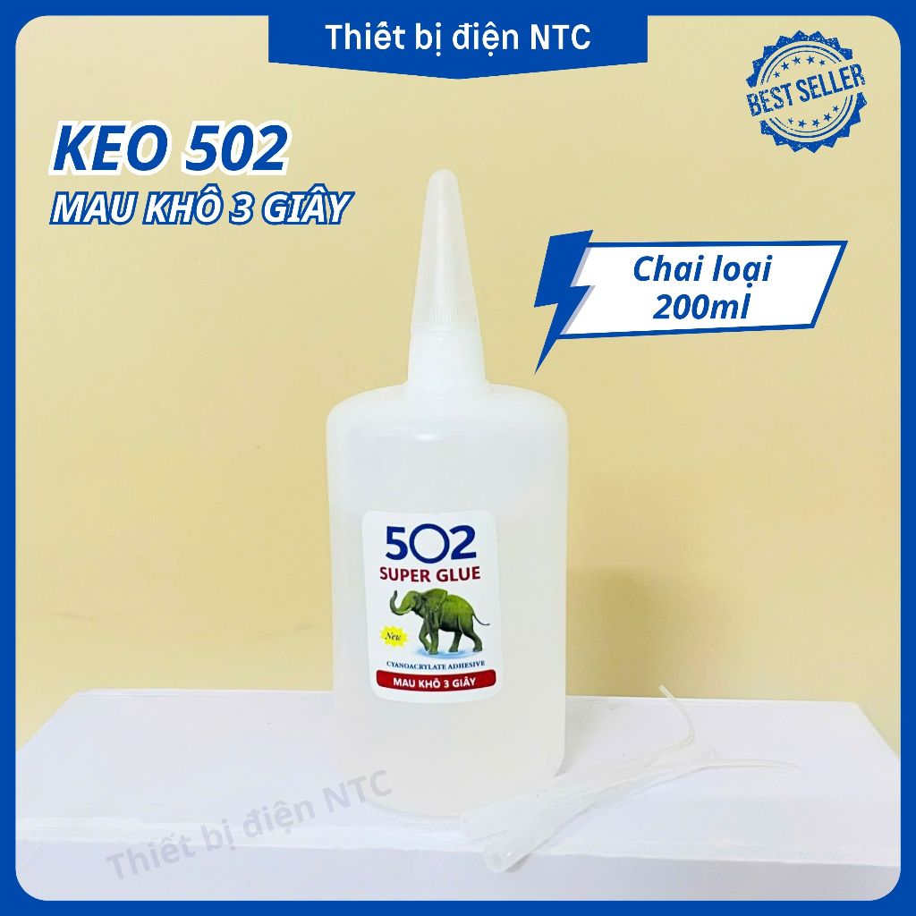 Keo 502 loại 200ml con voi loại tốt keo dán sắt dính chắc