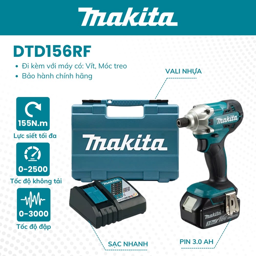 Máy vặn vít MAKITA DTD156 18V - Model mới nhất