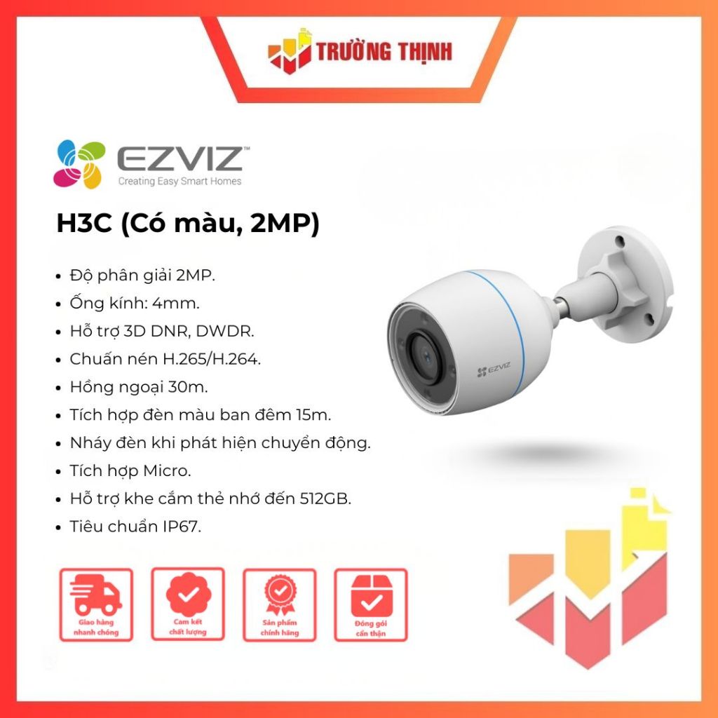 Camera WiFi ngoài trời EZVIZ H3C Color 2MP