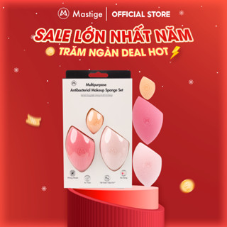  Bộ 3 Mút Trang Điểm Mastige Kháng Khuẩn Đa Năng - Mút Trứng Tán Nền Khô Ướt Mút Phấn Phủ Mút Mini Che Khuyết Điểm 