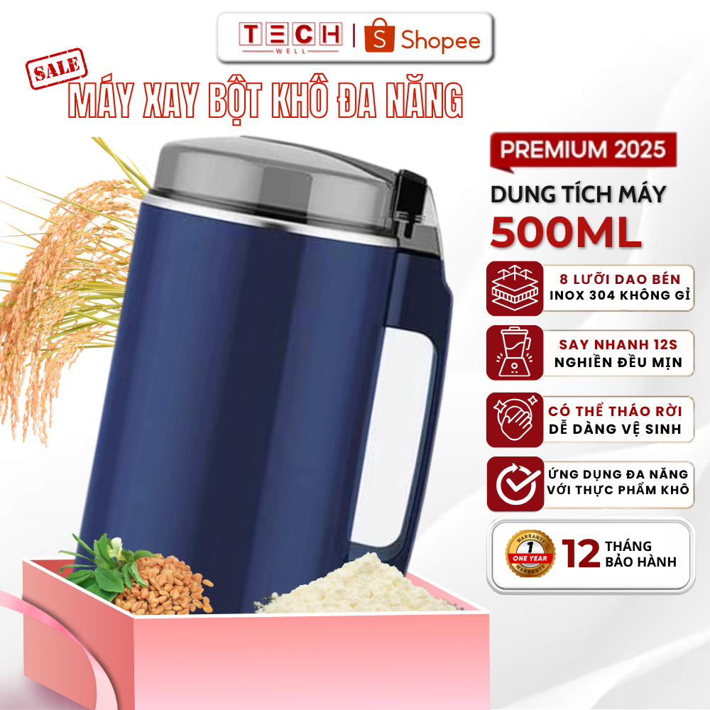 Máy Xay Hạt Khô Đa Năng Công Suất 300W, Xay Bột Ngũ Cốc, Cafe, Thảo Dược, Các Loại Hạt