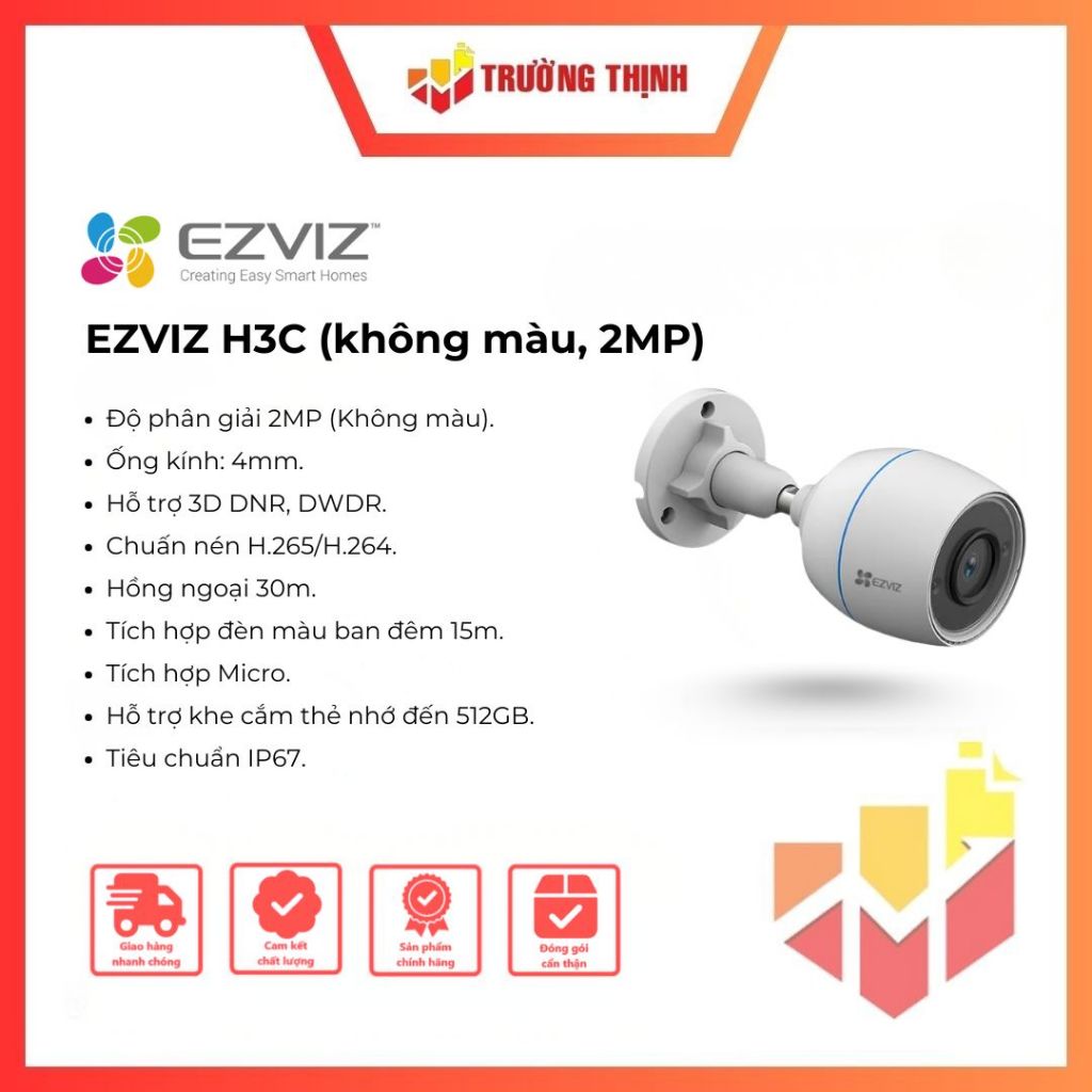 Camera wifi Ezviz CS-H3C 2mp Không màu