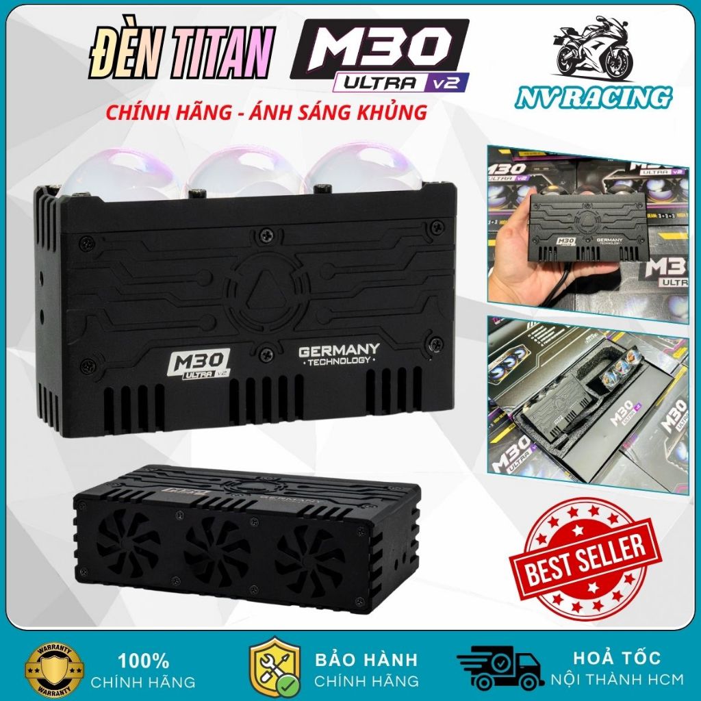 Titan M30 Ultra V2, Đèn Trợ Sáng Titan M30 Ultra 95W Nguồn 12-16V Siêu Sáng Chống Nước BH 18 Tháng