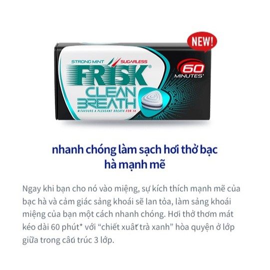 Kẹo ngậm bạc hà frisk strong mint thơm miệng nhật bản 45 viên