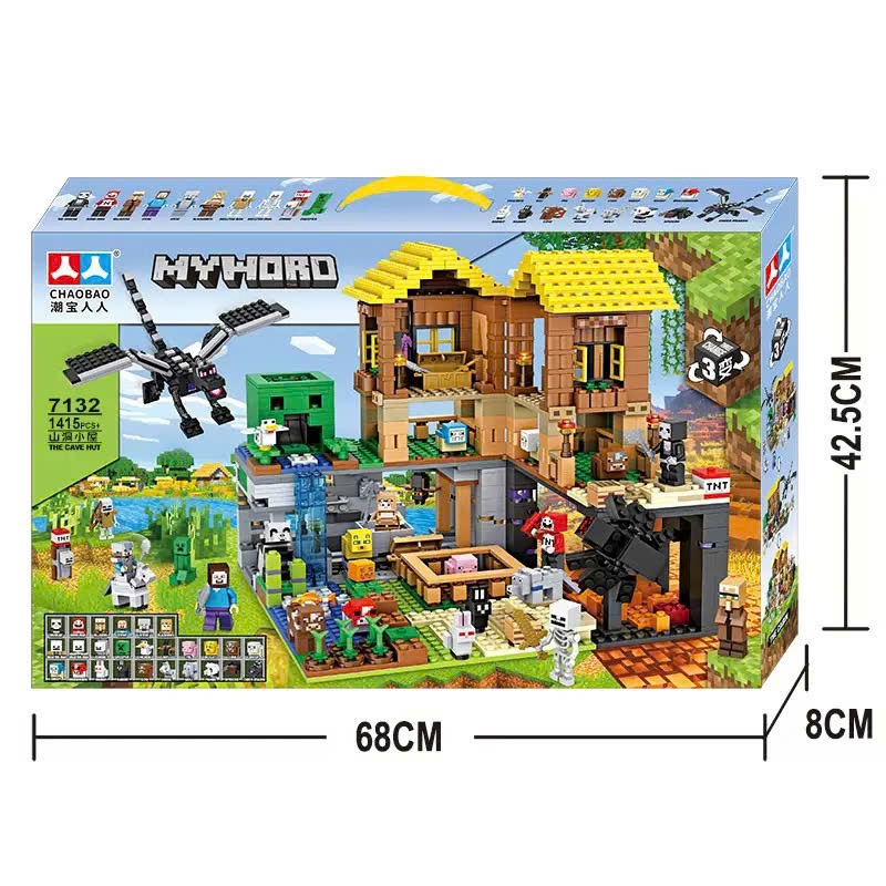 Lắp ghép xếp hình mincrap 1415Pcs hàng đẹp có hộp giấy đựng như hình các phân loại