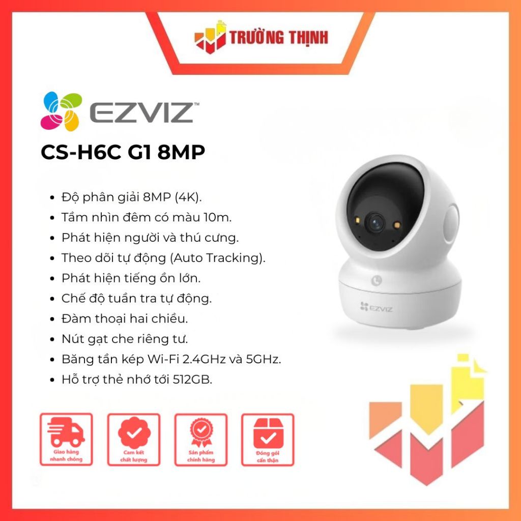 Camera trong nhà EZVIZ H6C G1 4K 8mp
