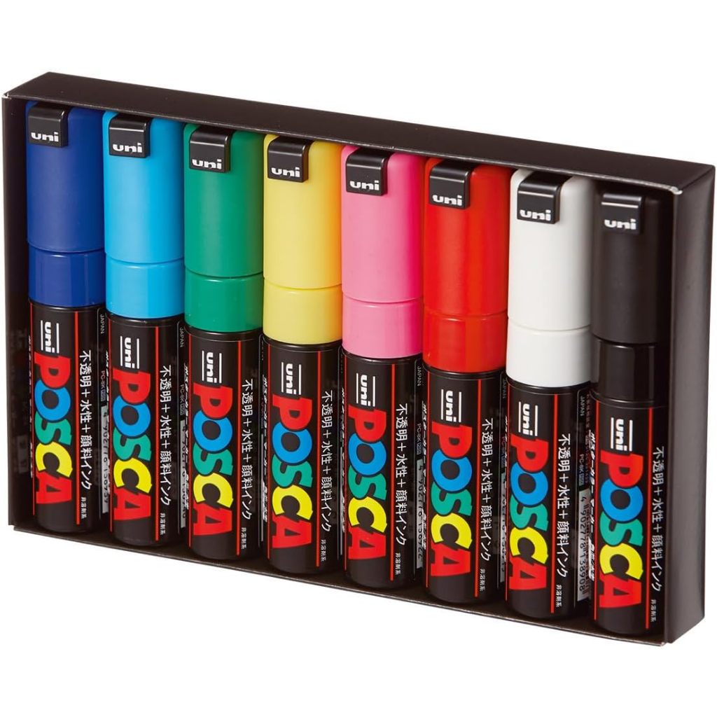POSCA【8 Colors】Mitsubishi Pencil Water-Based Sign Pen, Uni Posca, Bold Square Tip,PC8K8C  [Direct Fr