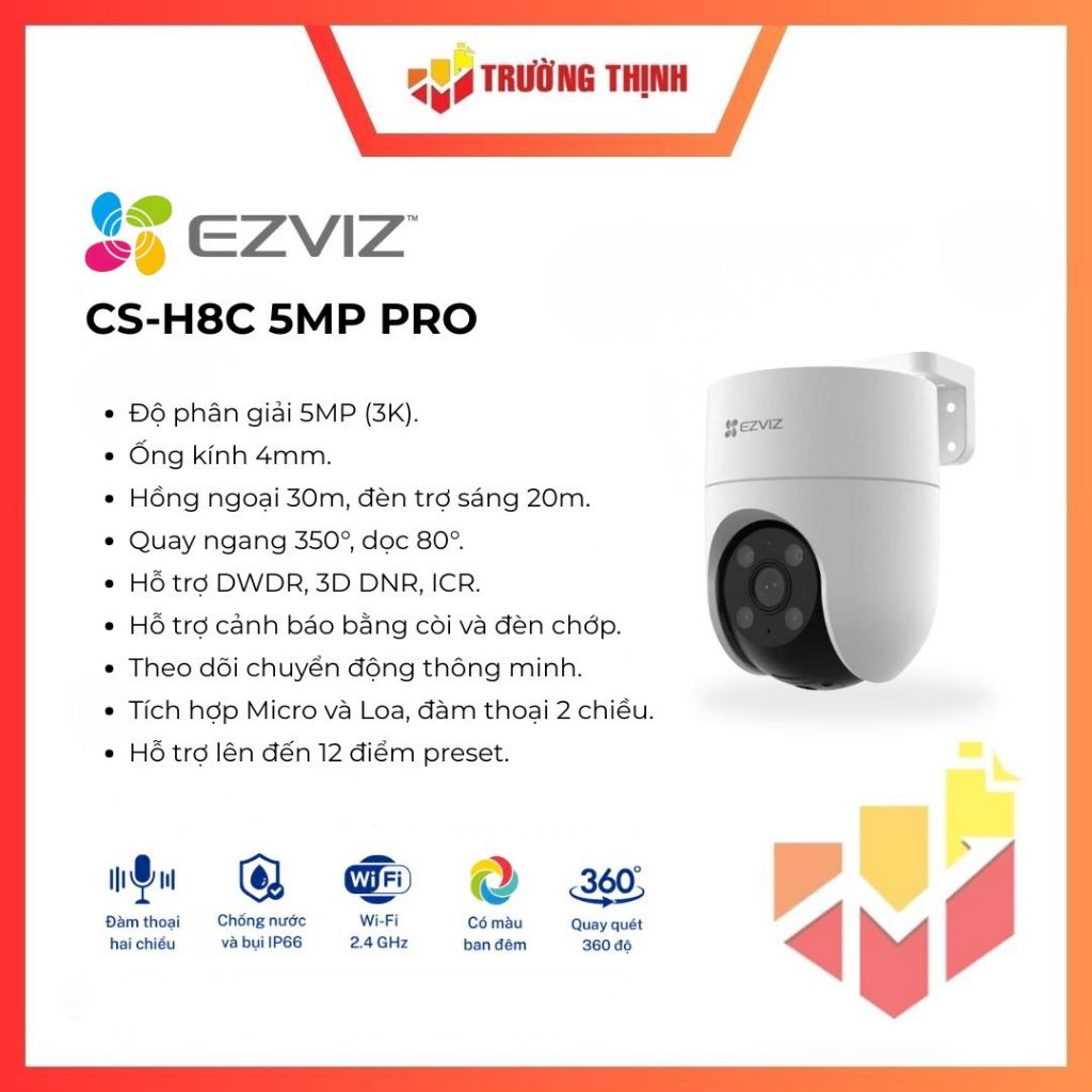 Camera WiFi quay quét EZVIZ H8C Pro 3K 5MP