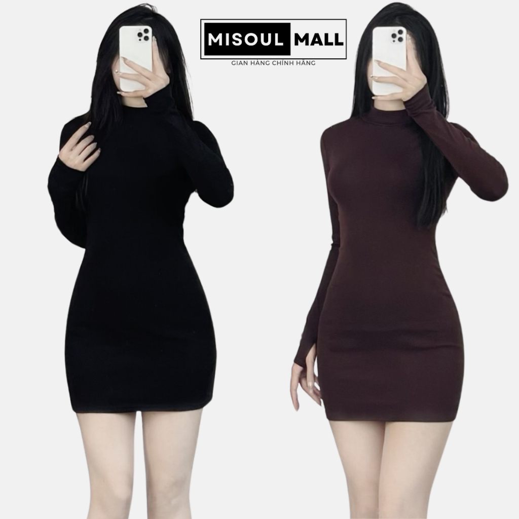  Váy Ôm Body Dài Tay Có Xỏ Ngón Cổ 3 Phân Dáng Ngắn Chất Thun Cotton Misoul Mall Đầm Thun Cotton Dài Tay Xỏ Ngón 361 