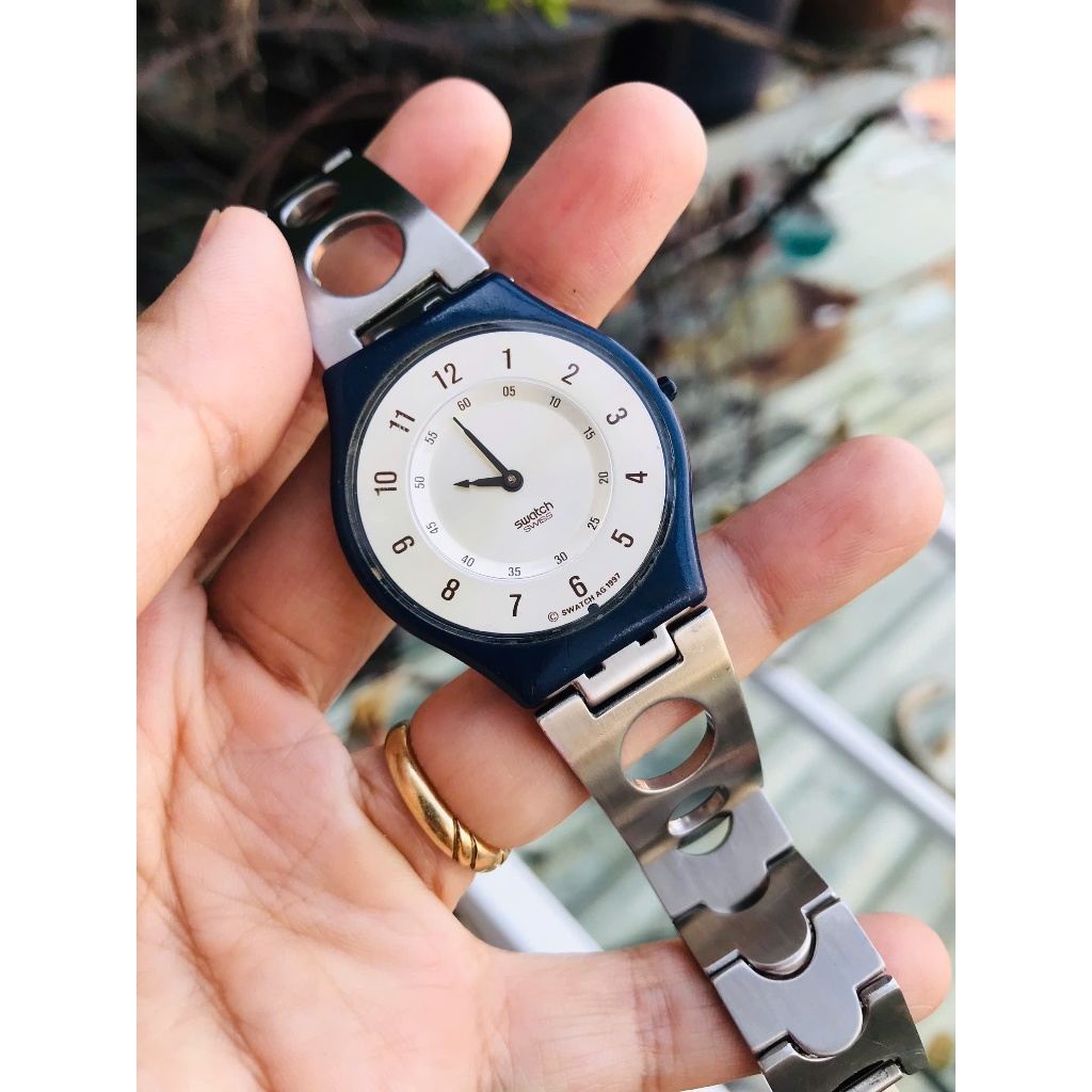 Đồng hồ si Nhật nam nữ Swatch skin size 34mm dây thép máy thuỵ sĩ