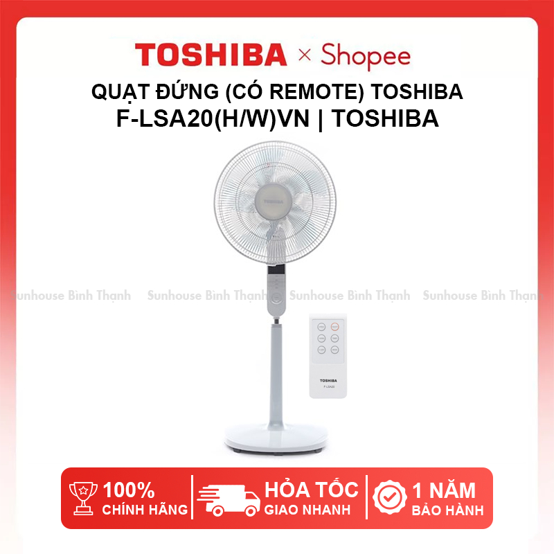 Quạt máy đứng có remote Toshiba F-LSA20(H)VN, F-LSA20(W)VN CHÍNH HÃNG, bảo hành điện tử 1 năm