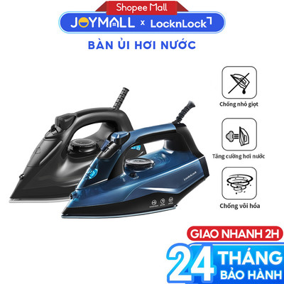 Bàn ủi hơi nước LocknLock ENI362BLU, ENI334BLK, Hàng chính hãng, tự làm sạch, chống nhỏ giọt-JoyMall