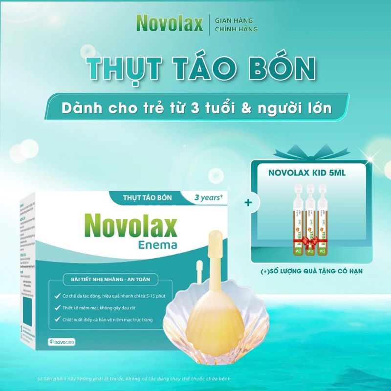 Ống bơm trực tràng Novocare Novolax Enema thụt táo bón cho người lớn, trẻ em