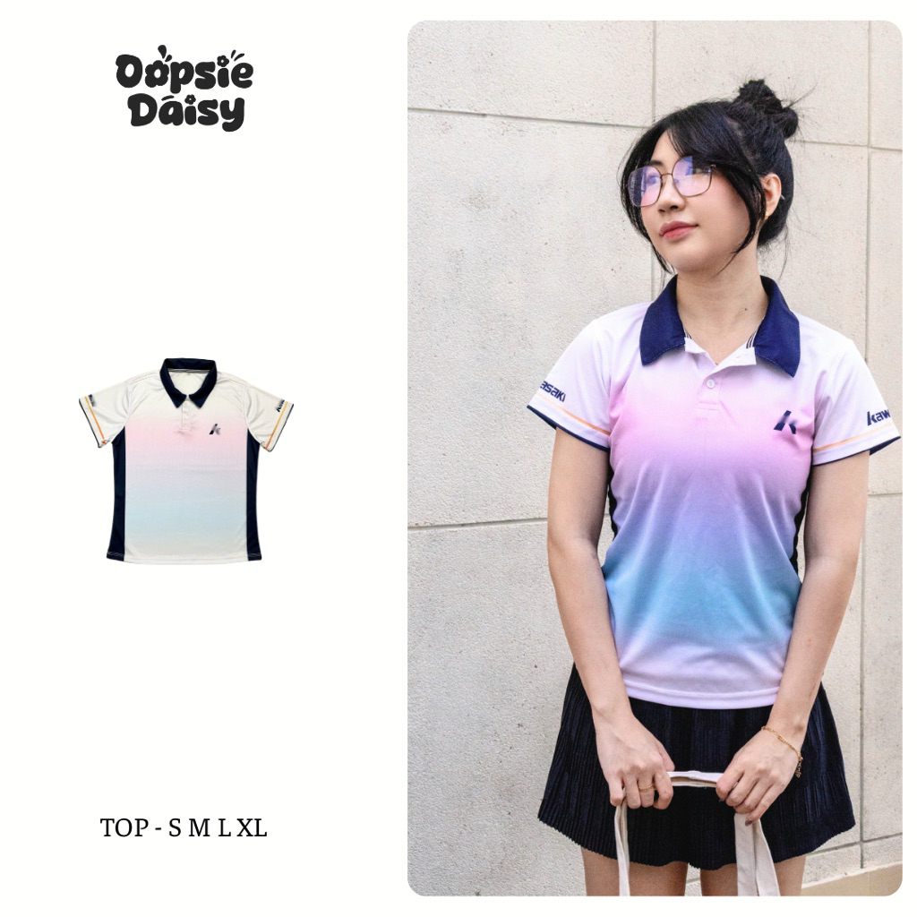 [Form Nữ] Áo polo cầu lông, pickleball, thể thao kawasaki gadient hồng xanh