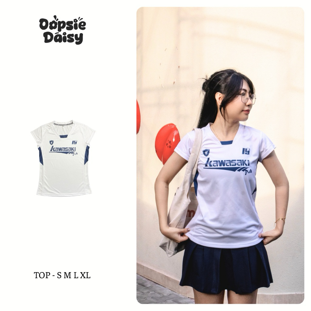 [Form Nữ] Áo cầu lông, pickleball, thể thao kawasaki xanh đen trắng pastel