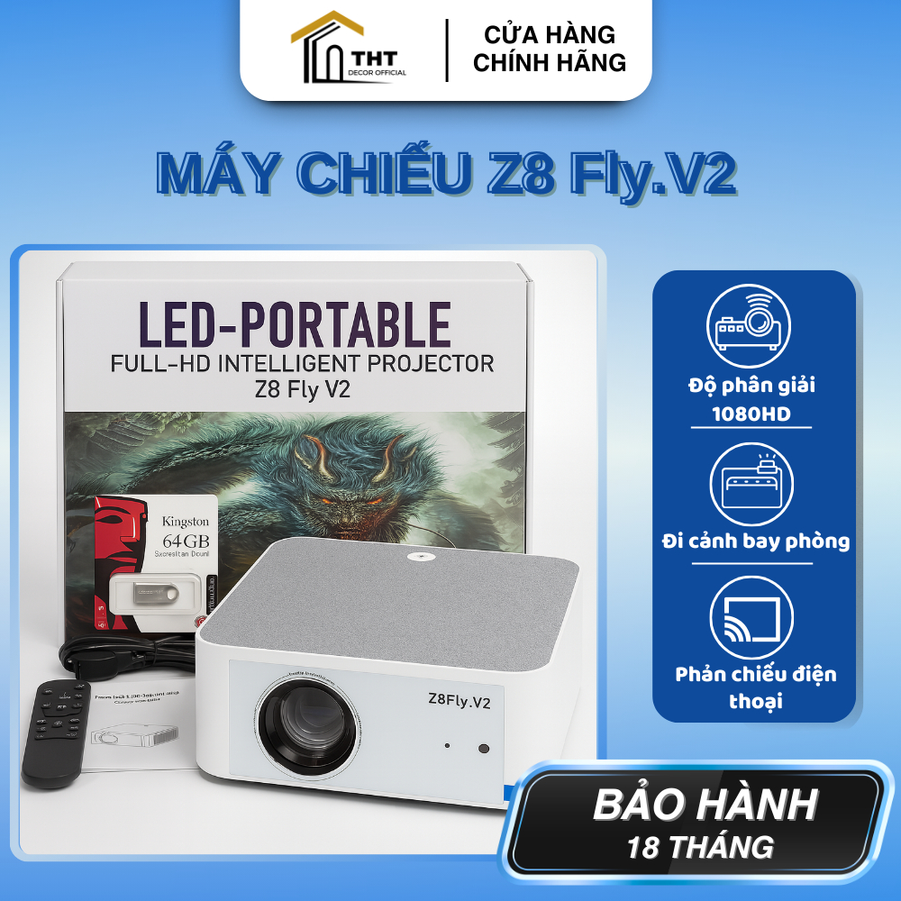 Máy Chiếu Z8 Fly V2 Máy Chiếu Full HD 1080P Kết Nối Mọi Thiết Bị Dùng Xem Phim Đi Cảnh Bay Phòng USB