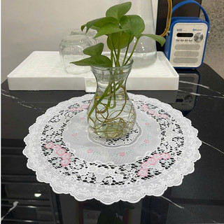 Tinh hoa hoa mai nhật: khăn lót towa trang trí tròn 30cm, 40cm họa tiết sang trọng, nâng tầm góc decor