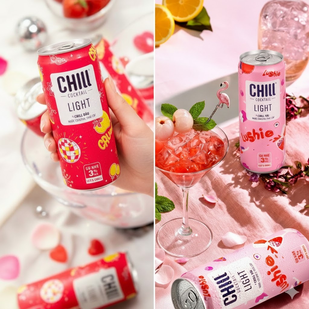 Combo 4 lon nước trái cây Chill Cocktail 320ml