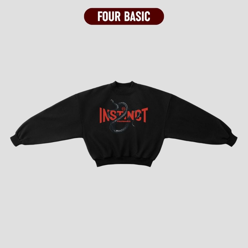 Áo dài tay sweater Instinct form boxy nam nữ nỉ chân cua 450gsm dày dặn unisex tôn dáng Four Basic S